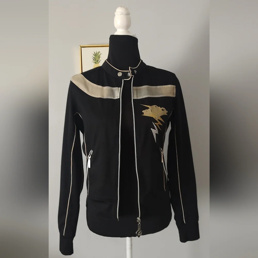 Jacket Women  Mecca  Femme  Vintage Black Zipper Front Size Large  Graphics